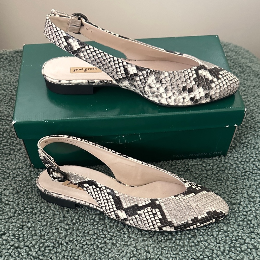 Paul Green Snake Print Slingback Flats